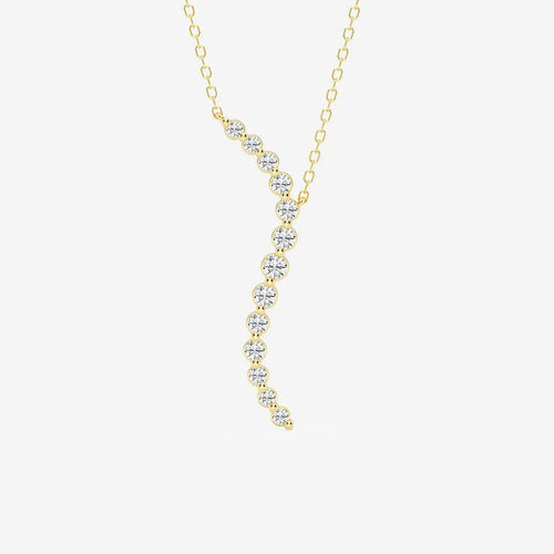 Round Lab Grown Diamond Curved Floating Pendant with Adjustable Chain
