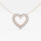 Round Lab Grown Diamond Heart Pendant with Adjustable Chain