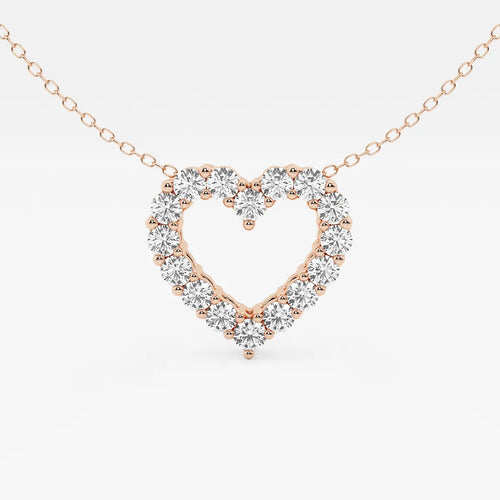 Round Lab Grown Diamond Heart Pendant with Adjustable Chain
