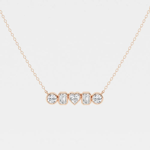 Multi-Shape Lab Grown Diamond Bezel Five Stone Pendant