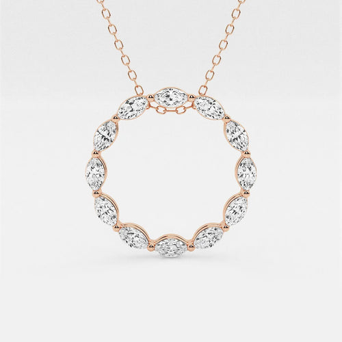 Marquise Lab Grown Diamond Circle Pendant with Adjustable Chain