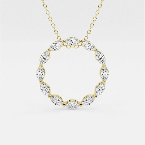 Marquise Lab Grown Diamond Circle Pendant with Adjustable Chain