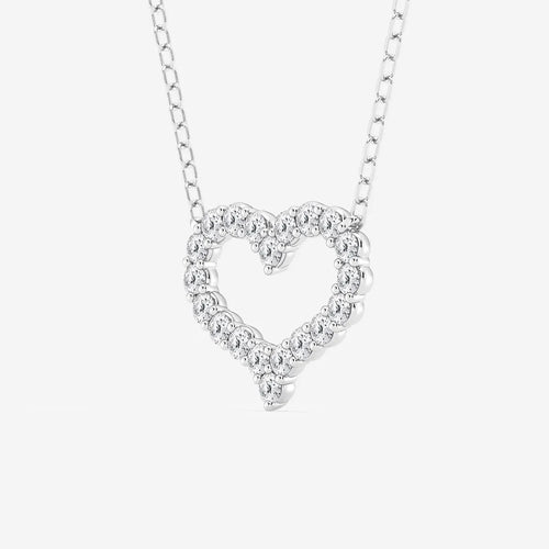 Round Lab Grown Diamond Open Heart Pendant with Adjustable Chain