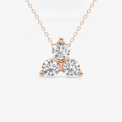 Round Lab Grown Diamond Three-Stone Pendant with Adjustable Chain