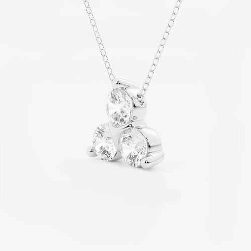 Round Lab Grown Diamond Three-Stone Pendant with Adjustable Chain