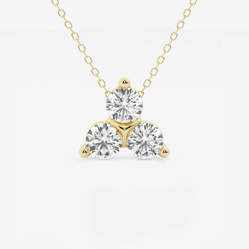 Round Lab Grown Diamond Three-Stone Pendant with Adjustable Chain