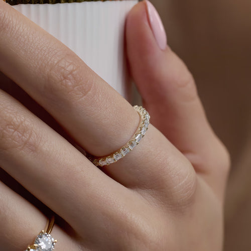 Emerald Lab Grown Diamond East-West Wedding Band
