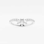 Round and Marquise Lab Grown Diamond Chevron Stackable Ring