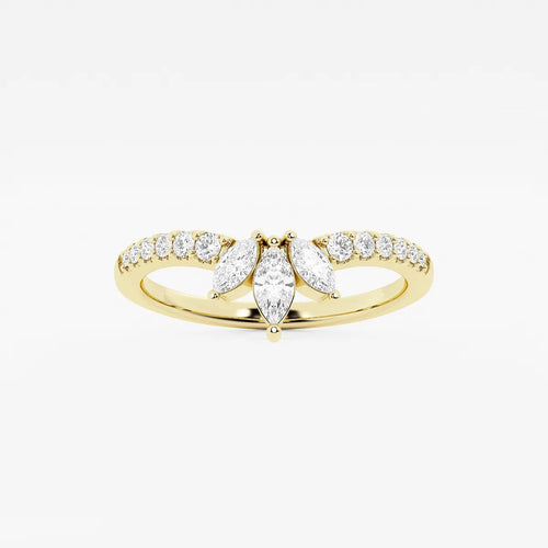 Round and Marquise Lab Grown Diamond Chevron Stackable Ring