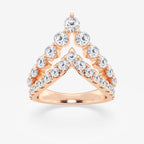 Lab Grown Diamond Round Double Chevron Ring Wedding Band