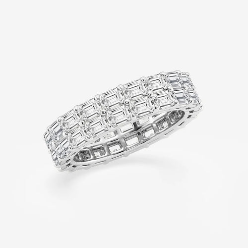 Emerald Lab Grown Diamond Double Row Eternity Band