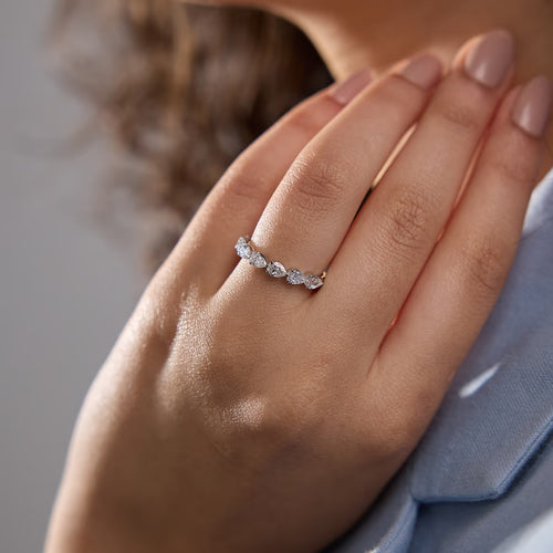 Pear Lab Grown Diamond Floating Anniversary Band