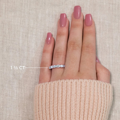 Emerald and Oval Lab Grown Diamond Alternating Seven-Stone Anniversary Band