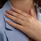 Round Lab Grown Diamond Crossover Wedding Band