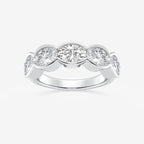 Oval Lab Grown Diamond Half Bezel Five Stone Anniversary Band