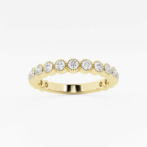 Round Lab Grown Diamond Milgrain Wedding Band