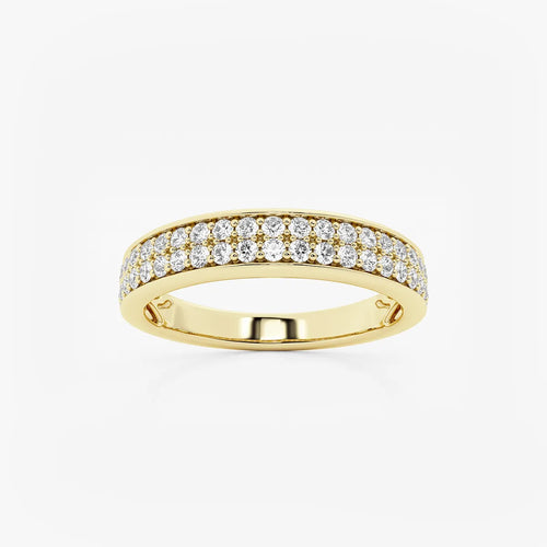 Round Lab Grown Diamond Double Row Wedding Band