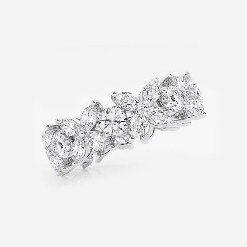Marquise and Round Lab Grown Diamond Flower Eternity Band