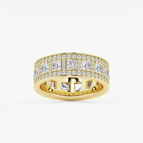 Princess and Round Lab Grown Diamond Wide Eternity Band