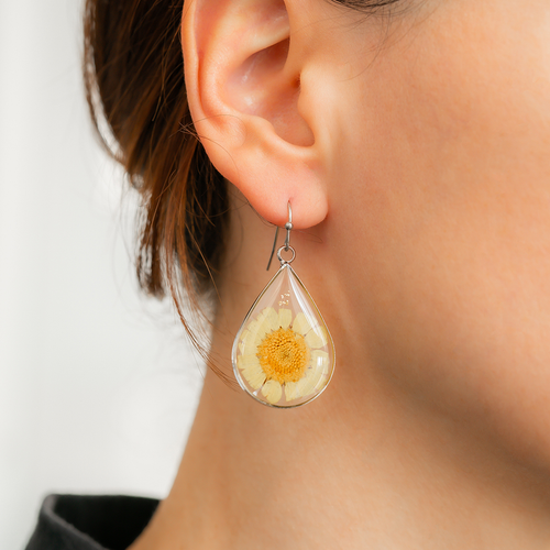 Pressed Birth Flower Earrings