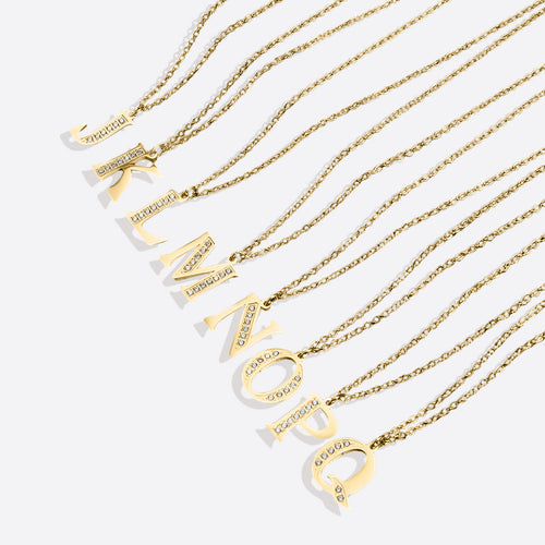 Crystal Accent Letter Satellite Necklace
