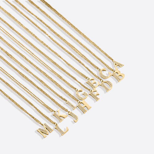 Crystal Accent Letter Satellite Necklace