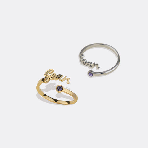 Custom Name Birthstone Ring