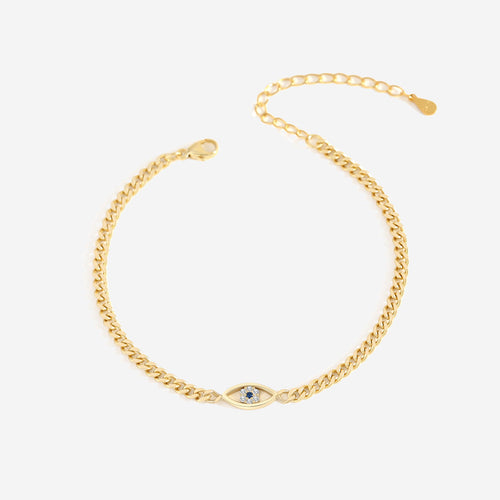Dainty Cuban Link Chain Evil Eye Bracelet