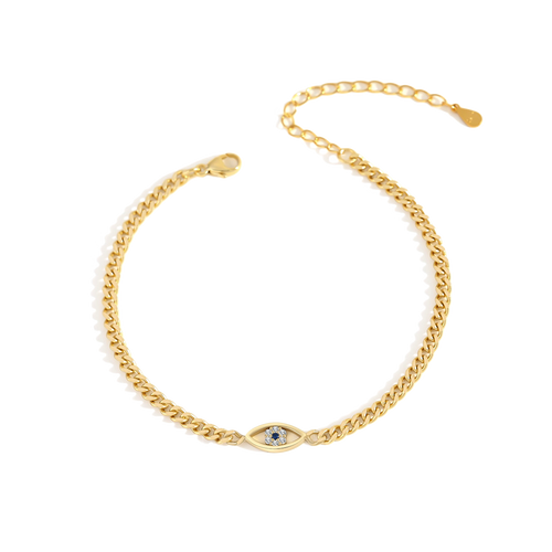 Dainty Cuban Link Chain Evil Eye Bracelet