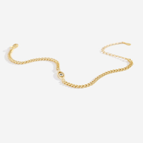 Dainty Cuban Link Chain Evil Eye Bracelet