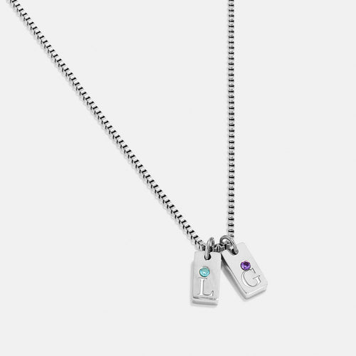 Dainty Pave Tag Initial Necklace