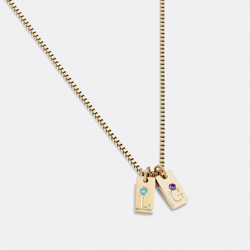 Dainty Pave Tag Initial Necklace