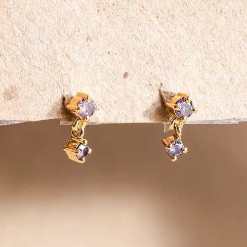 Dainty Birthstone Drop Earrings