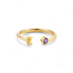 Dainty Birthstone Initial Ring