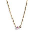 Dainty Birthstone Solitaire Necklace with Diamond Accent