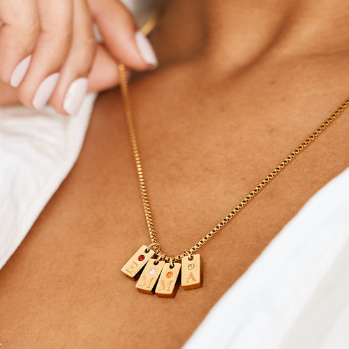 Dainty Pave Tag Initial Necklace
