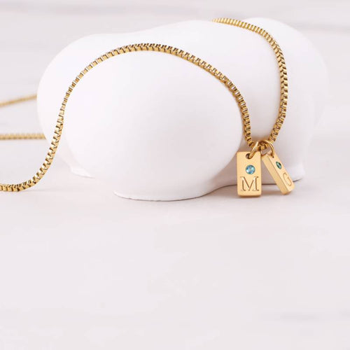 Dainty Pave Tag Initial Necklace
