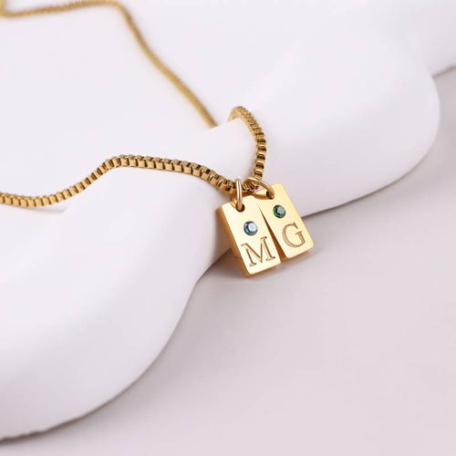 Dainty Pave Tag Initial Necklace