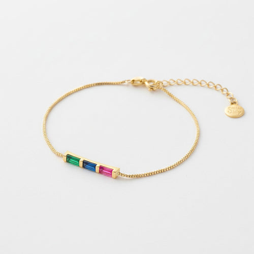 Dainty Baguette Birthstone Bracelet