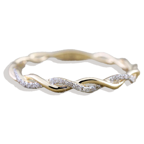 Dainty Pave Twist Stacking Ring