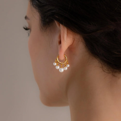 Pearl Chandelier Huggies