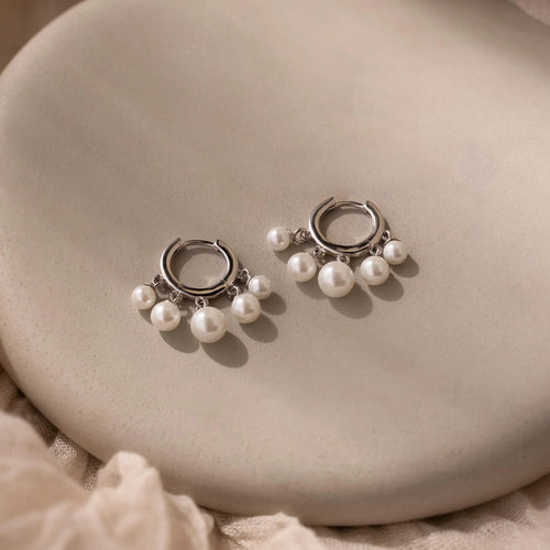 Pearl Chandelier Huggies