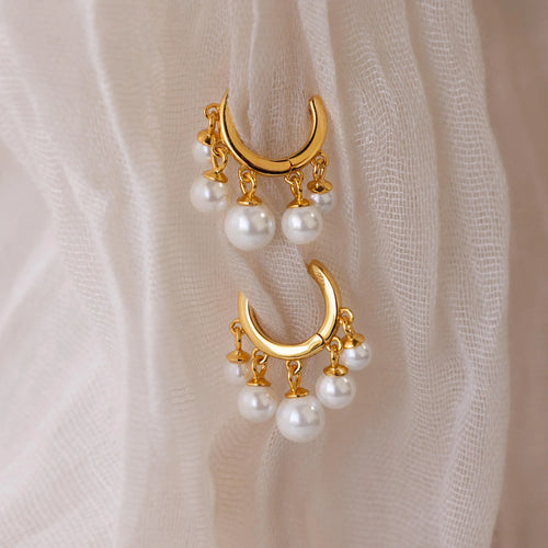 Pearl Chandelier Huggies