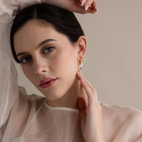 Pearl Chandelier Huggies