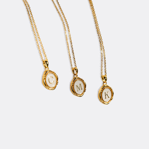 Enamel Initial Pendant Necklace