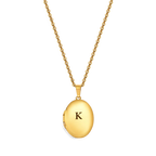 Engraved Oval Photo Locket Necklace