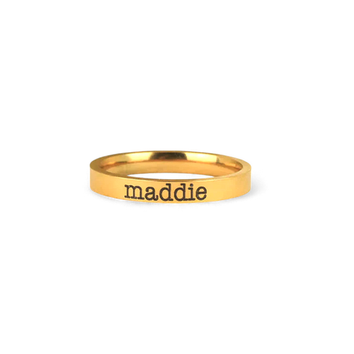 Engraved Stackable Name Ring | 3mm Band