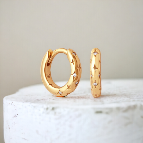 Falling Stars Huggie Hoop Earrings