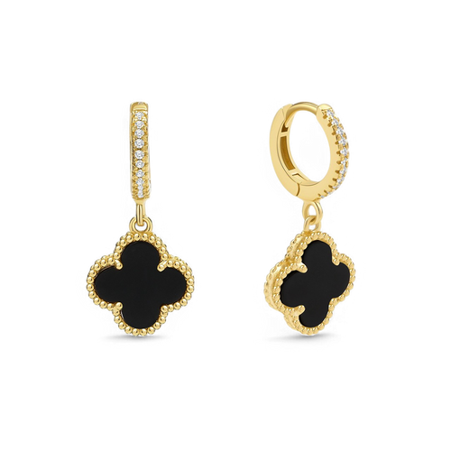 Pave Clover Drop Earrings