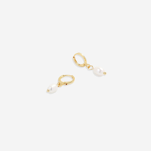 Freshwater Pearl Drop Huggie Earrings